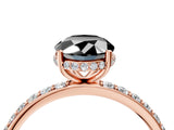 Rose gold Fancy Black Oval Cut Diamond Solitaire Ring with Pavé Band and Hidden Halo_16