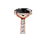 Rose gold Fancy Black Oval Cut Diamond Solitaire Ring with Pavé Band and Hidden Halo_17