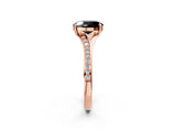 Rose gold Fancy Black Oval Cut Diamond Solitaire Ring with Pavé Band and Prong Setting_14