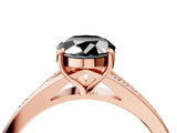 Rose gold Fancy Black Oval Cut Diamond Solitaire Ring with Pavé Band and Prong Setting_16