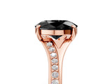Rose gold Fancy Black Oval Cut Diamond Solitaire Ring with Pavé Band and Prong Setting_17