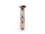 Rose gold Fancy Black Oval Cut Diamond Solitaire Ring with Pavé and Channel Set Band_2