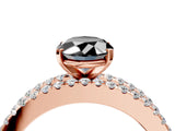 Rose gold Fancy Black Oval Cut Diamond Solitaire Ring with Pavé and Channel Set Band_4