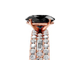 Rose gold Fancy Black Oval Cut Diamond Solitaire Ring with Pavé and Channel Set Band_5