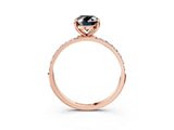 Rose gold Fancy Black Oval Cut Diamond Solitaire Ring with Pave Band and Four Prong Setting_15