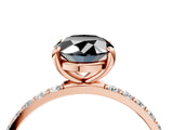 Rose gold Fancy Black Oval Cut Diamond Solitaire Ring with Pave Band and Four Prong Setting_16