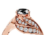 Rose gold Fancy Black Oval Cut Diamond Solitaire Ring with Prong Setting and Twisted Pavé Band_4