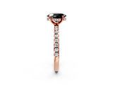Rose gold Fancy Black Oval Cut Diamond Solitaire Ring with Round  Pavé Band and Four-Prong Setting_38