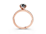 Rose gold Fancy Black Oval Cut Diamond Solitaire Ring with Round  Pavé Band and Four-Prong Setting_39