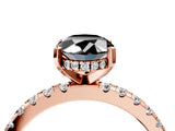 Rose gold Fancy Black Oval Cut Diamond Solitaire Ring with Round  Pavé Band and Four-Prong Setting_40