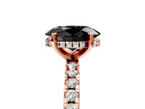 Rose gold Fancy Black Oval Cut Diamond Solitaire Ring with Round  Pavé Band and Four-Prong Setting_41