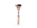Rose gold Fancy Black Oval Cut Diamond Solitaire Ring with Side Stones and Four-Prong Setting_26