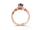 Rose gold Fancy Black Oval Cut Diamond Solitaire Ring with Side Stones and Four-Prong Setting_27