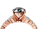 Rose gold Fancy Black Oval Cut Diamond Solitaire Ring with Side Stones and Four-Prong Setting_28