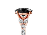 Rose gold Fancy Black Oval Cut Diamond Solitaire Ring with Side Stones and Four-Prong Setting_29