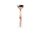 Rose gold Fancy Black Oval Cut Diamond Solitaire Ring with Thin Band and Four-Prong Setting_2