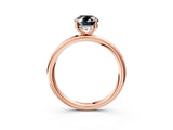 Rose gold Fancy Black Oval Cut Diamond Solitaire Ring with Thin Band and Four-Prong Setting_3