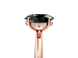 Rose gold Fancy Black Oval Cut Diamond Solitaire Ring with Thin Band and Four-Prong Setting_5