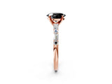 Rose gold Fancy Black Oval Cut Diamond Solitaire with Side Baguettes and Channel Set Band_2