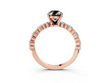 Rose gold Fancy Black Oval Cut Diamond Solitaire with Side Stones, Pave Band, Four-Prong Setting_27
