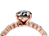 Rose gold Fancy Black Oval Cut Diamond Solitaire with Side Stones, Pave Band, Four-Prong Setting_28