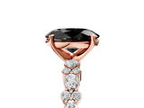 Rose gold Fancy Black Oval Cut Diamond Solitaire with Side Stones, Pave Band, Four-Prong Setting_29