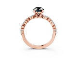 Rose gold Fancy Black Oval Cut Diamond Solitaire with Side Stones on a Pavé Band and Four-Prong Setting_3