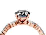 Rose gold Fancy Black Oval Cut Diamond Solitaire with Side Stones on a Pavé Band and Four-Prong Setting_4