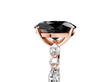 Rose gold Fancy Black Oval Cut Diamond Solitaire with Side Stones on a Pavé Band and Four-Prong Setting_5