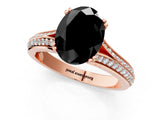 Rose gold Fancy Black Oval Cut Diamond Split Shank Engagement Ring with Pavé Band_1
