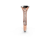 Rose gold Fancy Black Oval Cut Diamond Split Shank Engagement Ring with Pavé Band_2