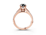 Rose gold Fancy Black Oval Cut Diamond Split Shank Engagement Ring with Pavé Band_3