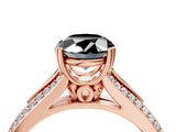 Rose gold Fancy Black Oval Cut Diamond Split Shank Engagement Ring with Pavé Band_4