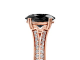 Rose gold Fancy Black Oval Cut Diamond Split Shank Engagement Ring with Pavé Band_5