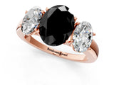 Rose gold Fancy Black Oval Cut Diamond Three-Stone Ring with Four-Prong Setting and Classic Band_1