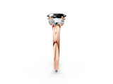 Rose gold Fancy Black Oval Cut Diamond Three-Stone Ring with Four-Prong Setting and Classic Band_2