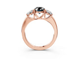 Rose gold Fancy Black Oval Cut Diamond Three-Stone Ring with Four-Prong Setting and Classic Band_3
