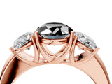 Rose gold Fancy Black Oval Cut Diamond Three-Stone Ring with Four-Prong Setting and Classic Band_4