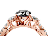 Rose gold Fancy Black Oval Cut Diamond Three-Stone Ring with Pavé Split Shank and Four-Prong Setting_4