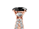 Rose gold Fancy Black Oval Cut Diamond Three-Stone Ring with Pavé Split Shank and Four-Prong Setting_5
