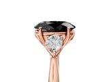 Rose gold Fancy Black Oval Cut Diamond Three-Stone Ring with Pear Side Stones and Four-Prong Setting_29