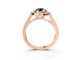 Rose gold Fancy Black Oval Cut Halo Bezel Diamond Pave Band Ring_3
