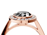 Rose gold Fancy Black Oval Cut Halo Bezel Diamond Pave Band Ring_4