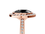Rose gold Fancy Black Oval Cut Halo Bezel Diamond Pave Band Ring_5