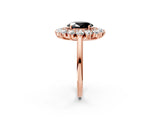 Rose gold Fancy Black Oval Cut Halo Cluster Diamond Ring with Pave Band and Four-Prong Setting_14
