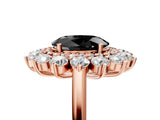 Rose gold Fancy Black Oval Cut Halo Cluster Diamond Ring with Pave Band and Four-Prong Setting_17