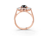 Rose gold Fancy Black Oval Cut Halo Cluster Diamond Ring with Pave Band and Four-Prong Setting_3