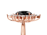 Rose gold Fancy Black Oval Cut Halo Diamond Cluster Ring with Marquise and Round Stones on a White Gold Band with Prong Setting_5