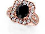 Rose gold Fancy Black Oval Cut Halo Diamond Engagement Ring with Pave Split Shank and Four-Prong Setting_13