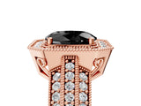 Rose gold Fancy Black Oval Cut Halo Diamond Engagement Ring with Pave Split Shank and Four-Prong Setting_17